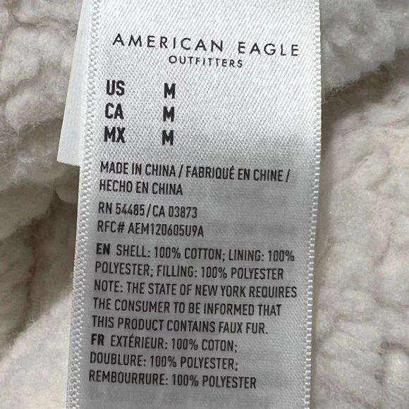 NWT AMERICAN EAGLE Denim Jacket Sz MEDIUM Sherpa Lined #872547 - Picture 4 of 4